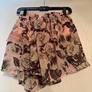 Floral Pink and Brown Women's strapless shirt